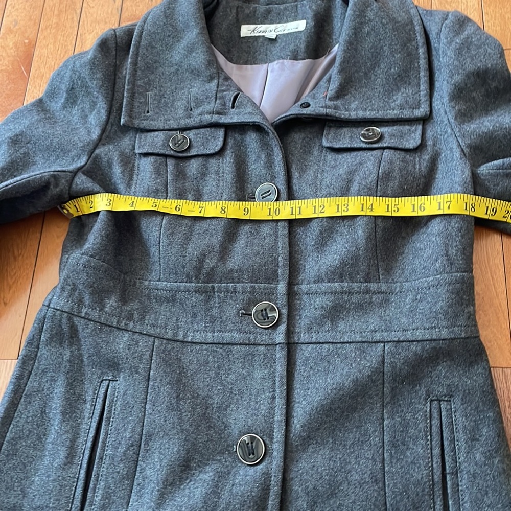 Kenneth Cole Pea Coat Womens 10 Gray Button Up Wool Preppy Classic Ladies - Picture 5 of 11
